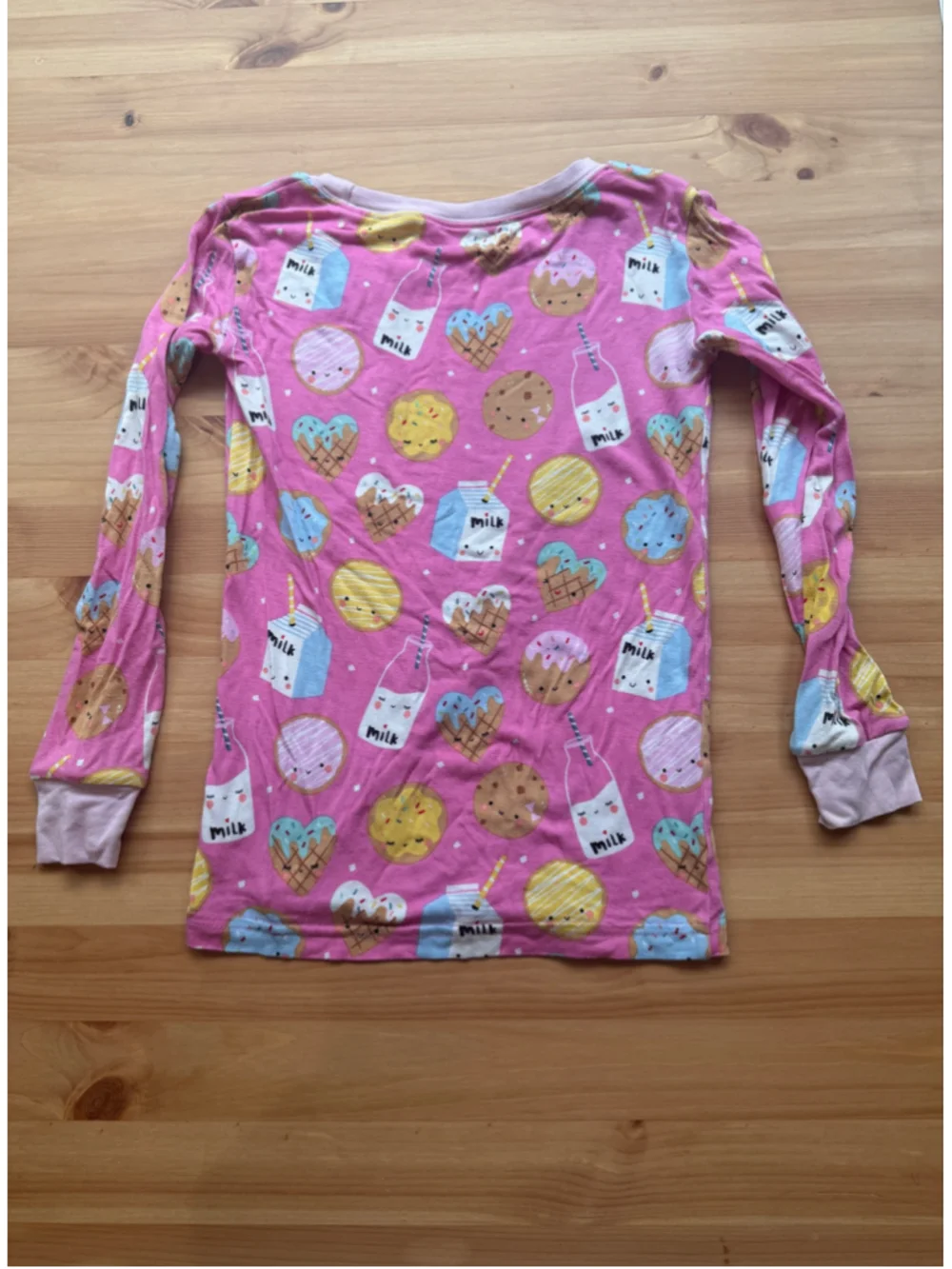 Pink Milk and Cookie Print Pajama Set